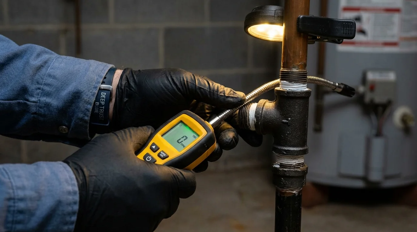 Gas leak detection with electronic sniffer by Johns Plumbing LLC in Farmingdale